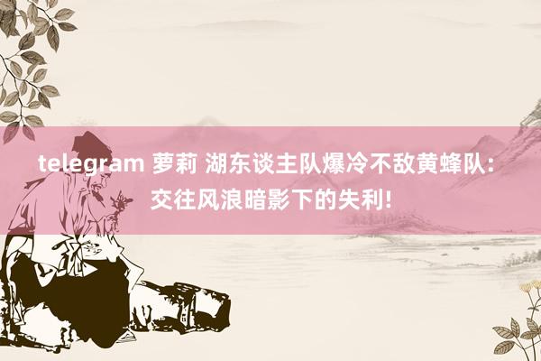 telegram 萝莉 湖东谈主队爆冷不敌黄蜂队: 交往风浪暗影下的失利!