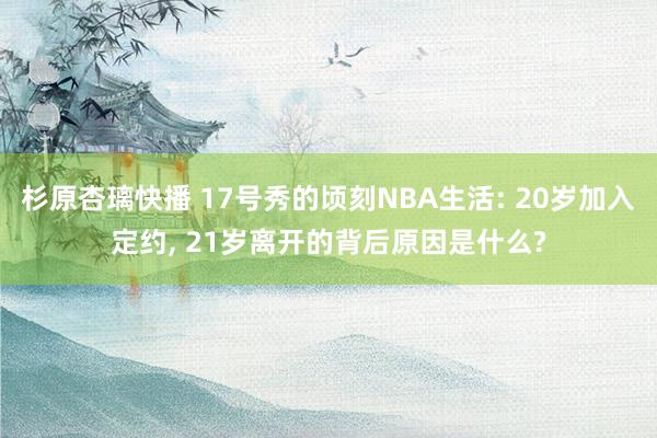 杉原杏璃快播 17号秀的顷刻NBA生活: 20岁加入定约， 21岁离开的背后原因是什么?