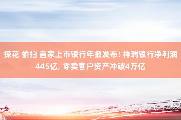 探花 偷拍 首家上市银行年报发布! 祥瑞银行净利润445亿， 零卖客户资产冲破4万亿