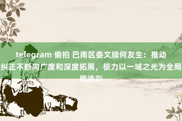telegram 偷拍 巴南区委文牍何友生：推动全区纠正不断向广度和深度拓展，极力以一域之光为全局添彩