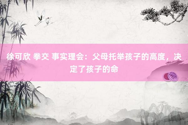徐可欣 拳交 事实理会：父母托举孩子的高度，决定了孩子的命
