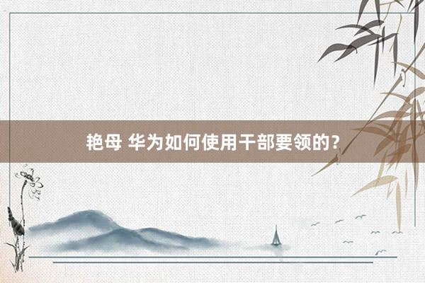 艳母 华为如何使用干部要领的？