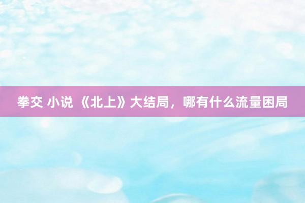 拳交 小说 《北上》大结局，哪有什么流量困局
